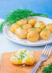Young potatoes cooked in jacket with dill
