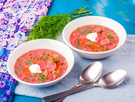 beet soup with fresh dill