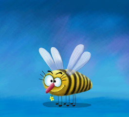 Smiling Bee With a Flower