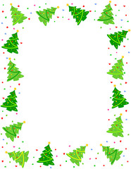 Decorated christmas tree frame with confetti