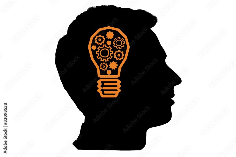 Aufkleber Composite image of light bulb with cogs