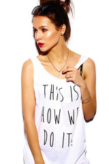 funny beautiful woman in summer casual hipster cloth