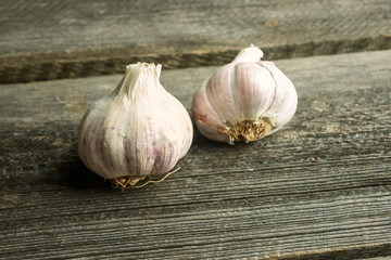 garlic on a wooden table