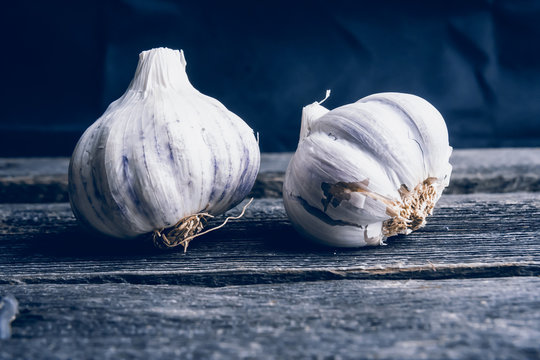 garlic on a wooden table