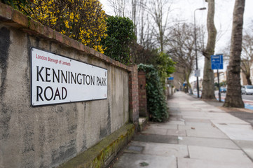 Kennington Park Road sign in London, UK.