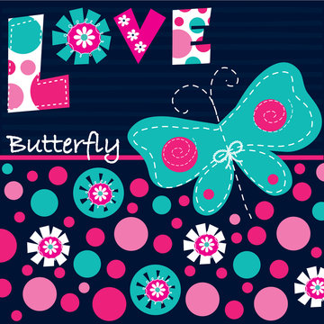 beautiful butterfly love card vector illustration