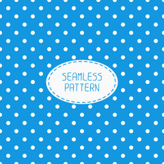 Geometric blue seamless polka dot pattern with circles. Wrapping © krolja