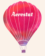 Watercolor vintage hot air balloon.Celebration festive backgroun