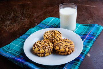 Sweet cakes and fresh milk for breakfast