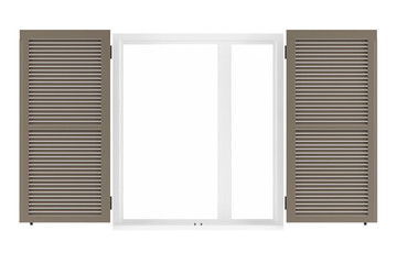 Open window with shutters isolated