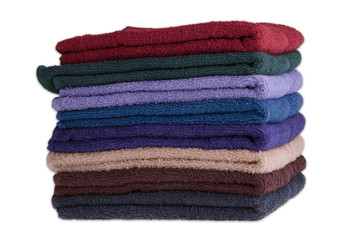 Colorful towels on a white background