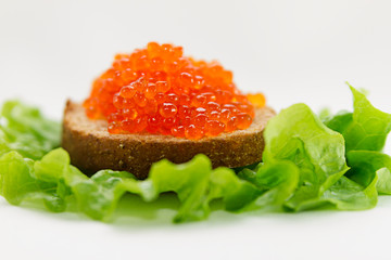 sandwich with red caviar