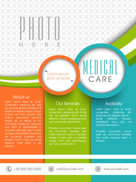 Template, brochure or flyer for Medical Care.