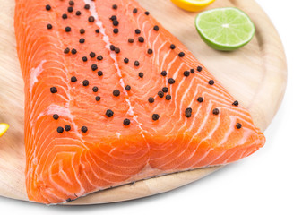 Raw salmon steak