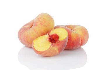 fresh asian flat peaches isolated
