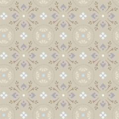 Pattern of cornflowers in circles, gray