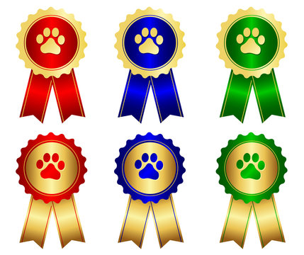 Dog show winner award ribbon