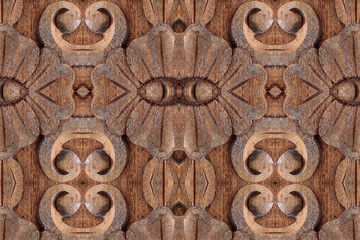 Closeup carved wood wall