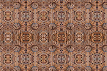 Closeup carved wood wall