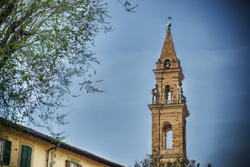 Santo Spirito steeple on a clear day in Florence