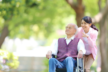 Naklejka premium 介護・くるまいす