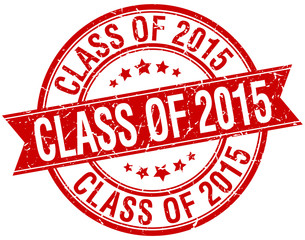 class of 2015 grunge retro red isolated ribbon stamp