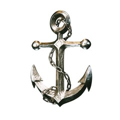 Highly detailed aluminum anchor isolated on white background.