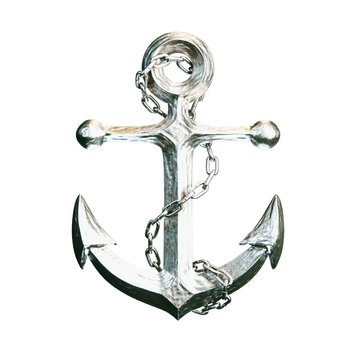 Highly detailed aluminum anchor isolated on white