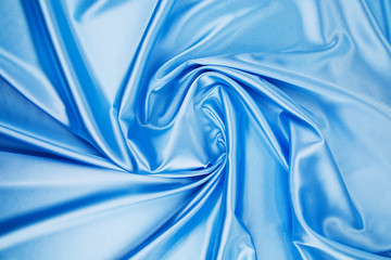 Blue silk drapery.