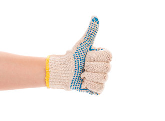 Rubber protective white glove.