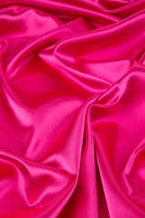 Pink silk drapery.