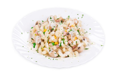 close up of pasta cavatappi