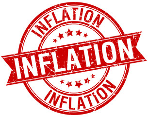 inflation grunge retro red isolated ribbon stamp