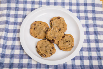 White Plate of Chocolate Chip Cookies