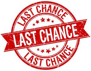 last chance grunge retro red isolated ribbon stamp