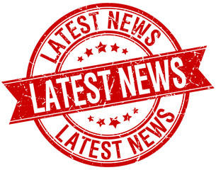 latest news grunge retro red isolated ribbon stamp