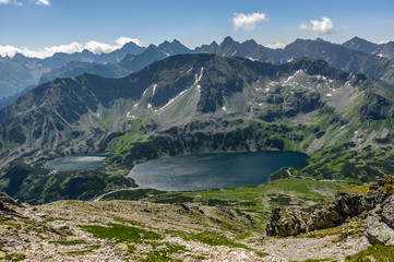 Mountain lake in 5 lakes valley in Tatra Mountains, Poland.