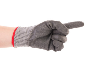Rubber protective gray glove.