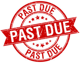 past due grunge retro red isolated ribbon stamp