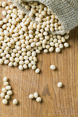 soya beans on wooden surface