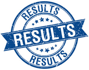 results grunge retro blue isolated ribbon stamp