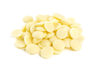 white chocolate chips isolated on white