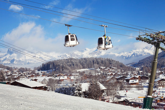 ski resort in Alps, Megeve village, France