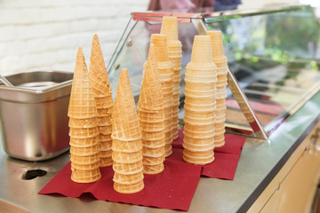 Empty cones for ice cream