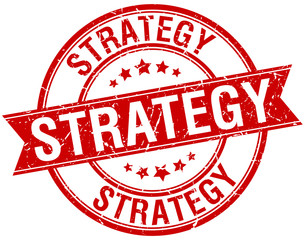 strategy grunge retro red isolated ribbon stamp