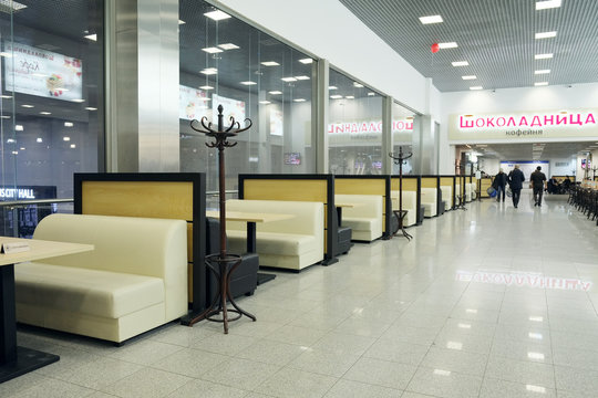 Interior of the cafe "Chocolate" in Crocus City Mall.