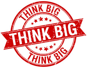 think big grunge retro red isolated ribbon stamp