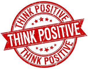 think positive grunge retro red isolated ribbon stamp