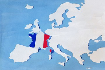 Mappa EU con rilievo colori Francia grunge