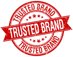 trusted brand grunge retro red isolated ribbon stamp